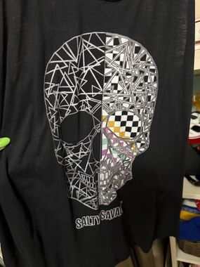 Salty Savage Black Graphic Skull Tank with Color Accents